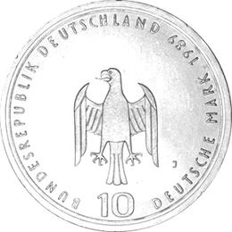 10 DM Silber Gedenkmünze Hafen Hamburg 1989