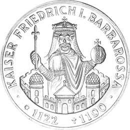 10 DM Silber Gedenkmünze Friedrich Barbarossa 1990