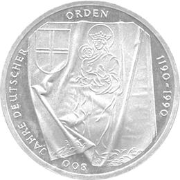 10 DM Silber Gedenkmünze Deutscher Orden 1991