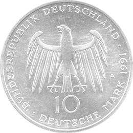 10 DM Silber Gedenkmünze Brandenburger Tor 1991