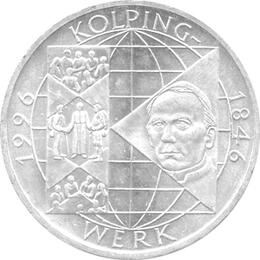 10 DM Silber Gedenkmünze Adolph Kolping 1996