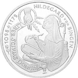 10 DM Silber Gedenkmünze Hildegard von Bingen 1998
