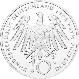 10 DM Silber Gedenkmünze Hildegard von Bingen 1998