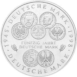 10 DM Silber Gedenkmünze 50 Jahre Deutsche Mark 1998
