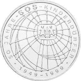 10 DM Silber Gedenkmünze SOS Kinderdörfer 1999