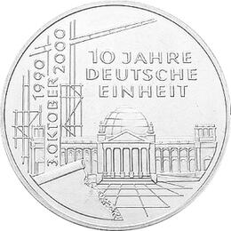 10 DM Silber Gedenkmünze Jahre Deutsche Einheit 2000
