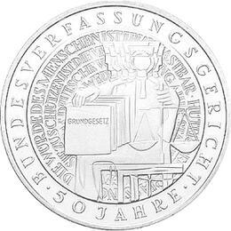 10 DM Silber Gedenkmünze Bundesverfassungsgericht 2001