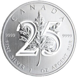 Maple Leaf 1 Unze Silber 25 Jahre Jubiläum Kanada