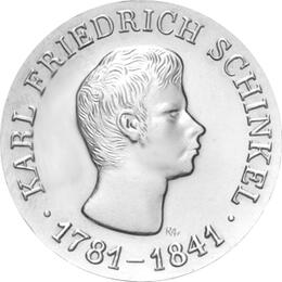 DDR 1966 10 Mark Silber Gedenkmünze Karl Friedrich Schinkel