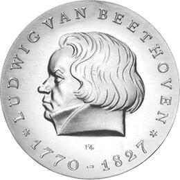 DDR 1970 10 Mark Silber Gedenkmünze Ludwig van Beethoven