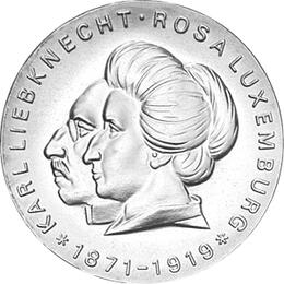DDR 1971 20 Mark Silber Gedenkmünze Liebknecht Luxemburg