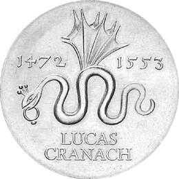 DDR 1972 20 Mark Silber Gedenkmünze Lucas Cranach