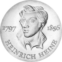 DDR 1972 10 Mark Silber Gedenkmünze Heinrich Heine