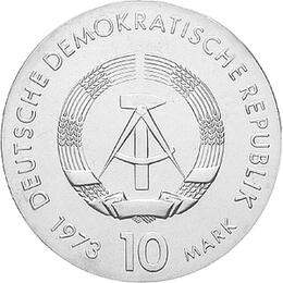 DDR 1973 10 Mark Silber Gedenkmünze Berthold Brecht