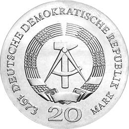 DDR 1973 20 Mark Silber Gedenkmünze August Bebel