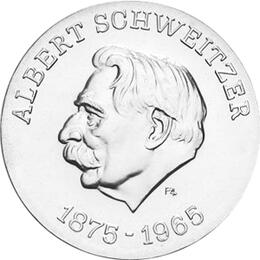 DDR 1975 10 Mark Silber Gedenkmünze Albert Schweitzer