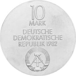 DDR 1982 10 Mark Silber Gedenkmünze Gewandhaus Leizpzig