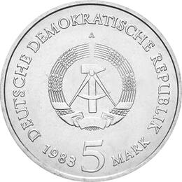 DDR 1983 5 Mark Gedenkmünze Luthers Geburtshaus