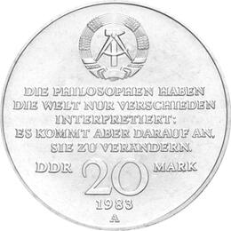 DDR 1983 20 Mark Gedenkmünze Karl Marx