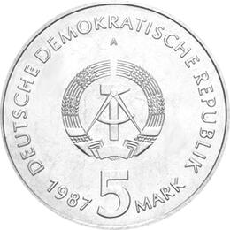 DDR 1987 5 Mark Gedenkmünze Alexanderplatz Berlin