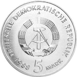 DDR 1988 5 Mark Gedenkmünze Ferneisenbahn Saxonia