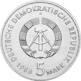 DDR 1988 5 Mark Gedenkmünze Seehafen Rostock