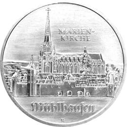 DDR 1989 5 Mark Gedenkmünze Mühlhausen