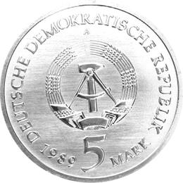 DDR 1989 5 Mark Gedenkmünze Mühlhausen