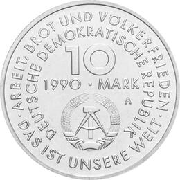 DDR 1990 10 Mark Gedenkmünze 100 Jahre 1 Mai
