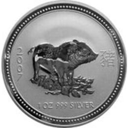 Lunar I Silbermünze Australien Schwein 1 Unzen 2007 Perth Mint