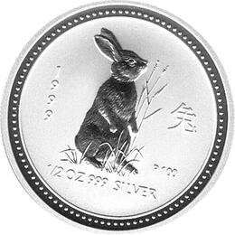 Lunar I Silbermünze Australien Hase 1/2 Unzen 1999 Perth Mint