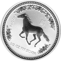 Lunar I Silbermünze Australien Pferd 1/2 Unzen 2002 Perth Mint