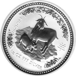 Lunar I Silbermünze Australien Ziege 1/2 Unzen 2003 Perth Mint