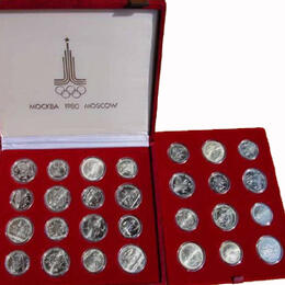 Sammlung Silbermünzen Olympiade Moskau 
