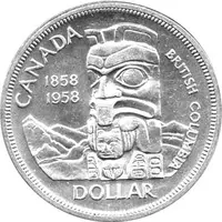 Canada Silber Gedenkmünze 1 Dollar Totem Pfahl 1958