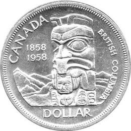 Canada Silber Gedenkmünze 1 Dollar Totem Pfahl 1958