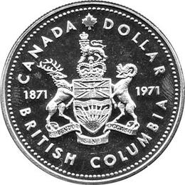Canada Silber Gedenkmünze 1 Dollar British Columbia 1971