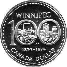 Canada Silber Gedenkmünze 1 Dollar Winnipeg 1974