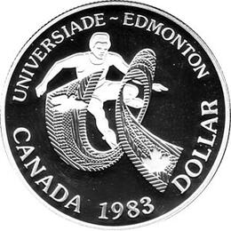 Canada Silber Gedenkmünze 1 Dollar  Universiade Spiele Edminton 1983