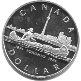 Canada Silber Gedenkmünze 1 Dollar Toronto Kanu 1984