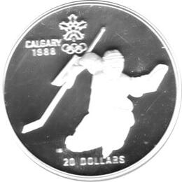 Canada Silber Calgary 1988 20 Dollar Eishockey PP