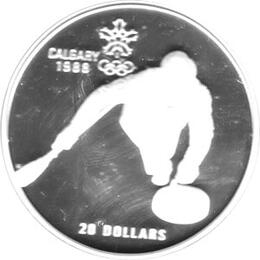 Canada Silber Calgary 1988 20 Dollar Curling PP