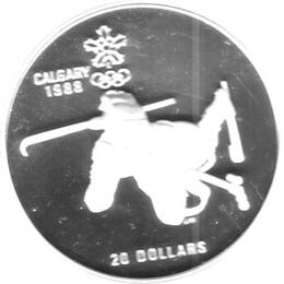 Canada Silber Calgary 1988 20 Dollar Biathlon PP