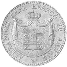 Altdeutschland Anhalt Bernburg Alexander Carl Ausbeutetaler 1834