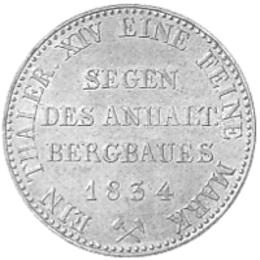 Altdeutschland Anhalt Bernburg Alexander Carl Ausbeutetaler 1834