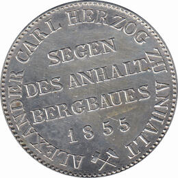 Anhalt Bernburg Alexander Carl Ausbeutetaler 1855