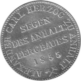 Altdeutschland Anhalt Bernburg Alexander Carl Ausbeutetaler 1861-1862