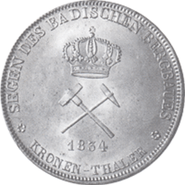 Altdeutschland Baden Kronentaler Ausbeutetaler 1834