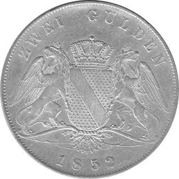 Altdeutschland Baden Durlach Doppelgulden Leopold 1852