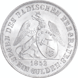 Altdeutschland Baden Ausbeutegulden Bergbau 1852